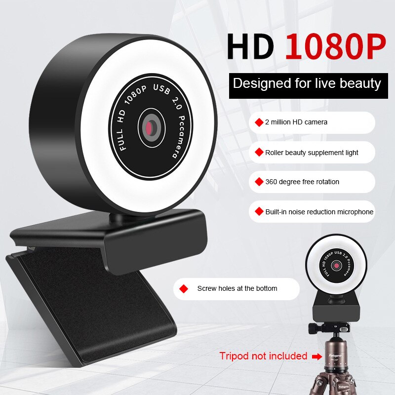 2K/1080P HD Webcam Mit Mikrofon LED Web Kamera Für Computer PC Video Aufnahme Webcams Auto-fokus Einstellbar Basis Cam USB