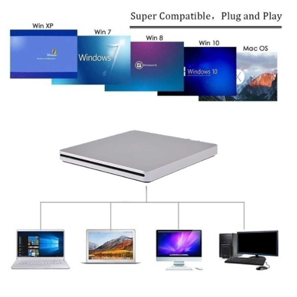 Leitor de disco externo usb 3.0, gravador de dvd e unidade óptica para laptop