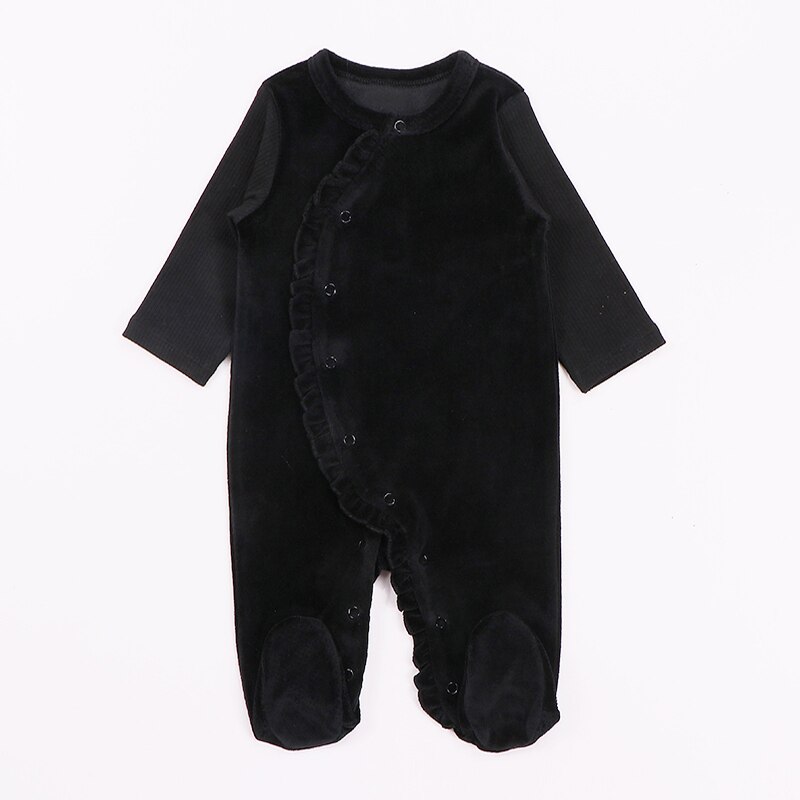 niemowlę romper piżamy ubrania dla dzieci długie rękawy odzież dziecięca kombinezony dziecięce welur/prążkowany chłopiec i dziewczynka ubrania footies romper: 6 m