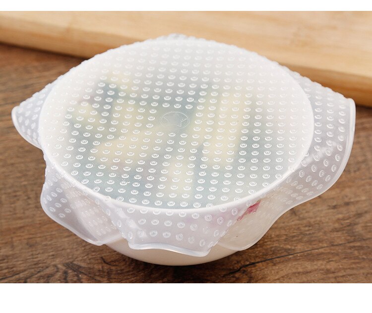 Voedselveilige verpakking die voedsel vers houdt, herbruikbare, zeer rekbare siliconen voedselverpakkingen, vacuümkomdeksel met rekbaar deksel: 14.514.5 cm