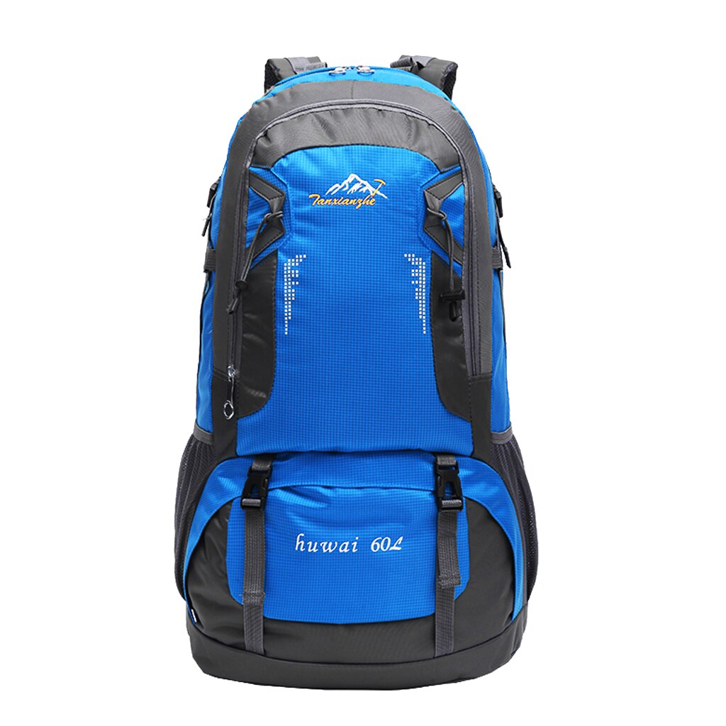 60L Waterproof Travel Hiking Camping Climbing Backpack Luggage Bag W/Bladder Bag: Blue