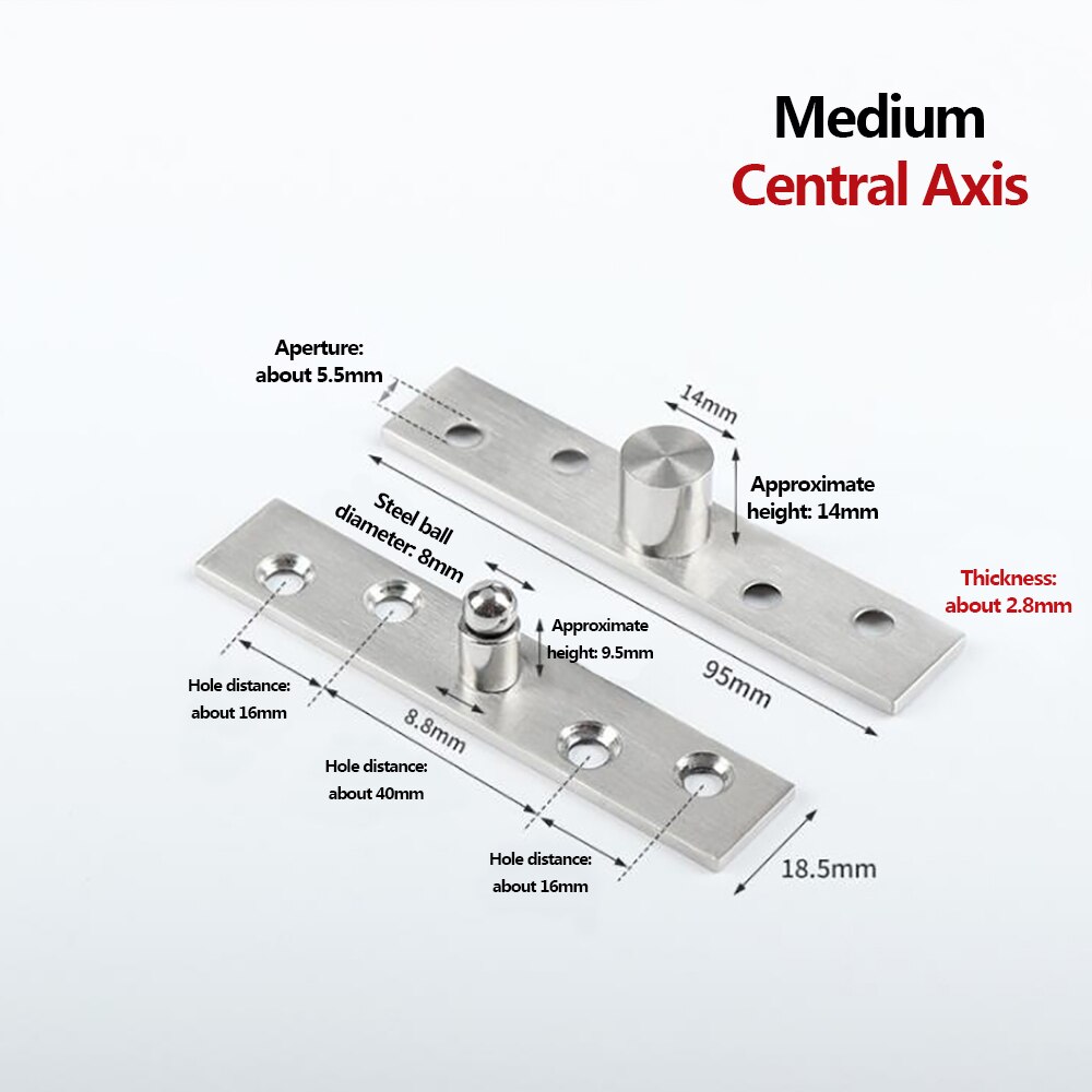 360 Degree Rotation Axis 75/150mm Rotating Hinges Location Shaft Up and Down Door Hidden Pivot Hinge Stainless Steel: M