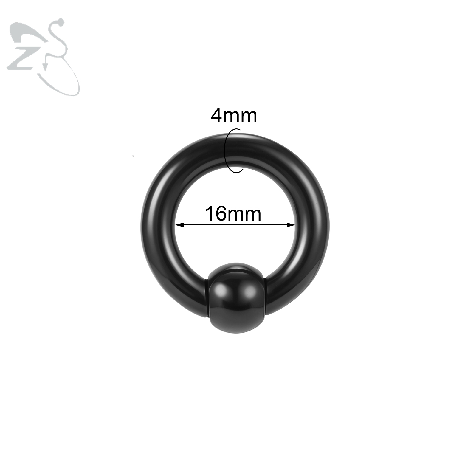 ZS 1PC Acrylic Hoop Septum Ring Black Color CBR/BCR Closure Ball Nose Ring Large Big Gauge Earrings 12G to 00G Daith Piercing: Rhodium Plated