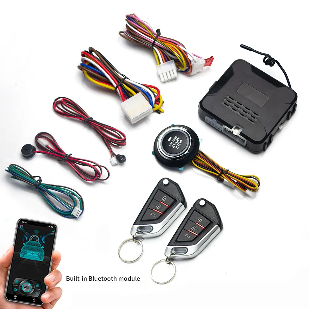 Fernstarter und Autoalarm, intelligente App, Fernstart-Stopp-System für Autos, Motor--Anfang-System mit automatischer Zündknopf: Weiß