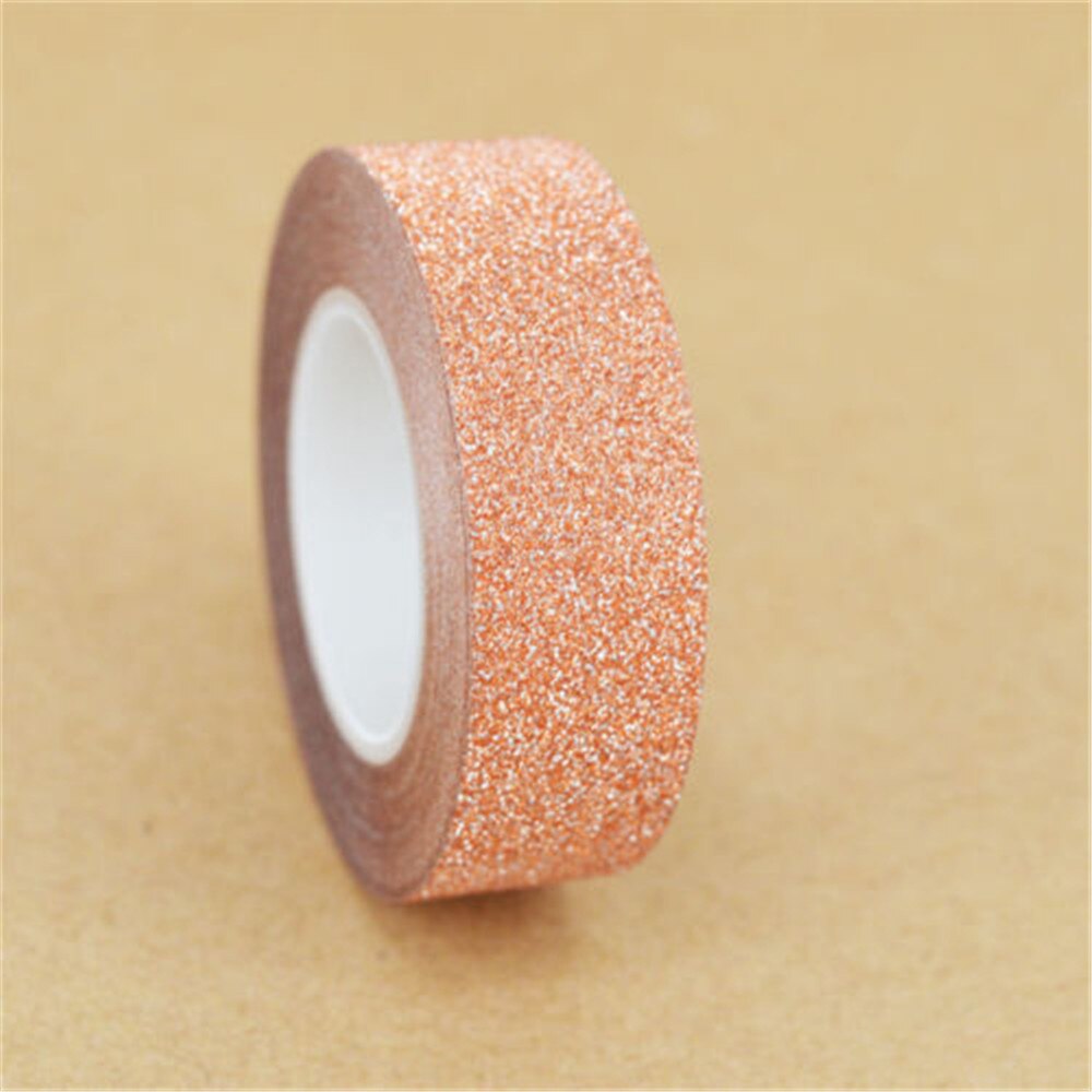 5m diy selvklæbende glitter washi papir scrapbooking tape klistermærker bryllupsfødselsdag festival dekorationer håndværk papir: Orange