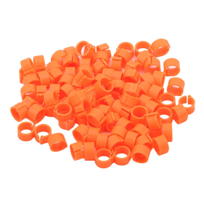 100 Stuks Vogels Voeten Ringen Binnendiameter 8Mm Breedte 7Mm Plastic Clip Ring Duif Duif Kwartel Voet Ring farm Animal Carrier: Orange