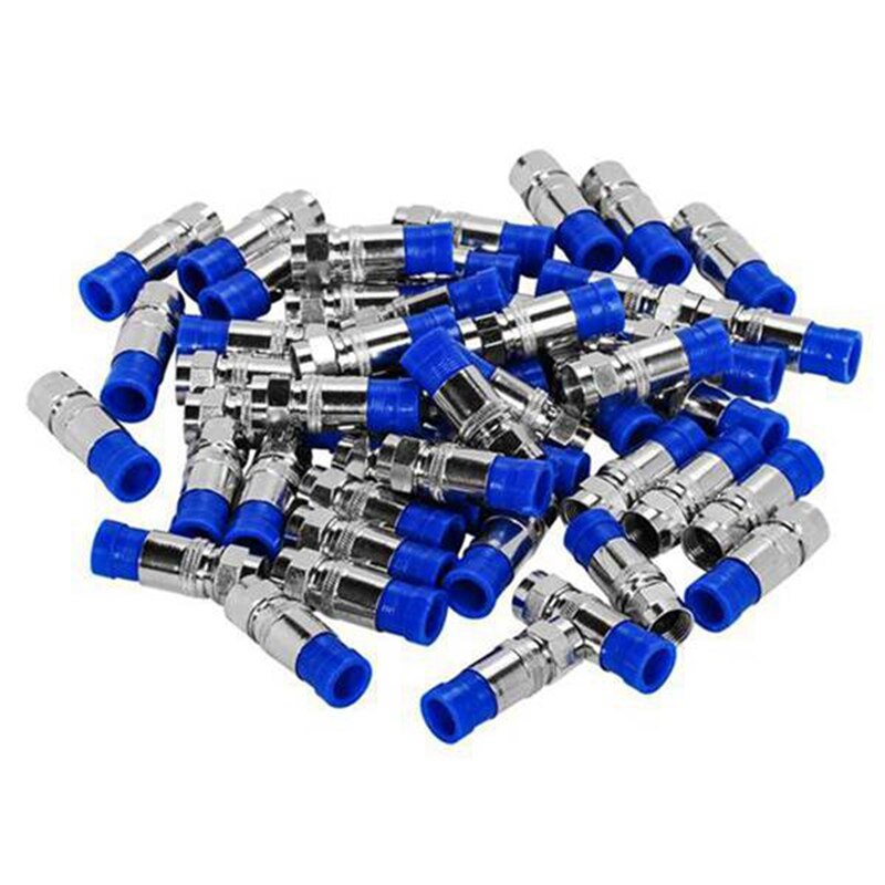 80PCS RG6 Compression Connectors Coaxial Cable Waterproof Connection F Compression Connector RG6 Coaxial Compression Tool