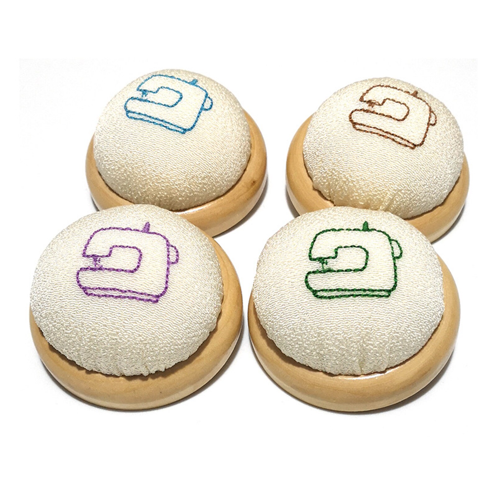 Pin Cushion Wooden Base Round Needle Pincushions Pin Holders for Sewing, Cross Stitch, Embroidery, Quilting, Needlework, etc.