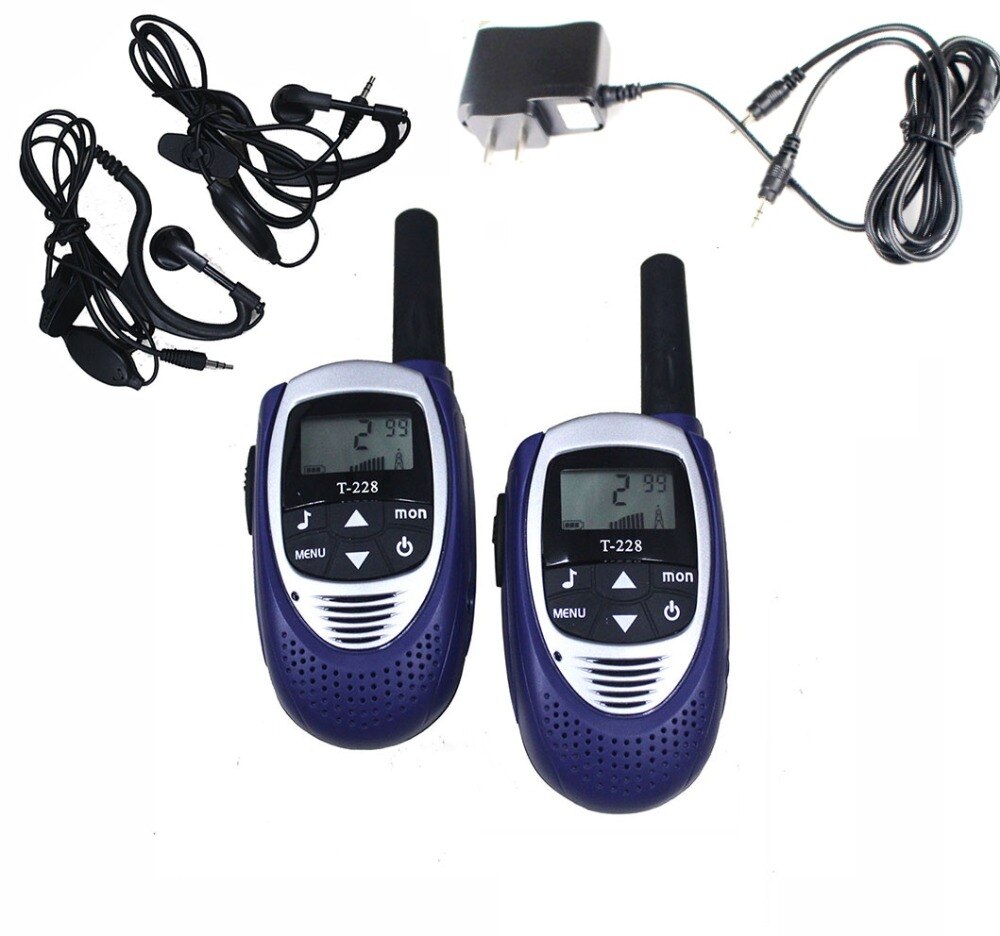 2 sztuk Handheld mini dzieci walkie-talkie T228 FRS GMRS 22 kanały UHF CB radia dwukierunkowe radia domofon w/słuchawki ładowarka