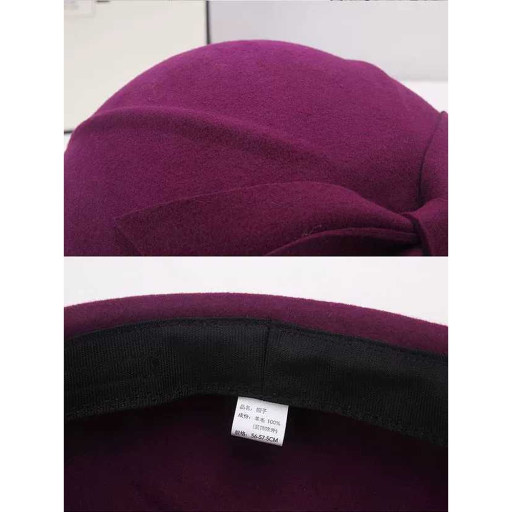 Elegante Wollen Boog Fedora Hoeden Lady Britse Stijl Soft Vilt Cap Vrouwen Wedding Party Hoed Vintage Cocktail Mode Derby fedora