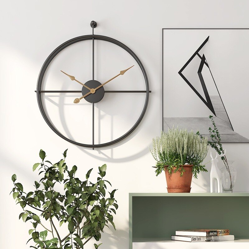 52cm grande relógio de parede metal do vintage design moderno para casa decoração escritório pendurado relógios sala estar clássico breve europeu quente