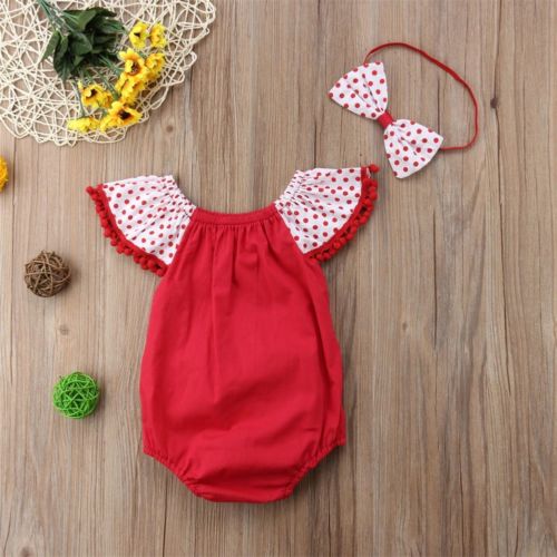 Peuter babymeisjes wave point strik romper chique outfits kinderkostuum 2 stuks babykleding
