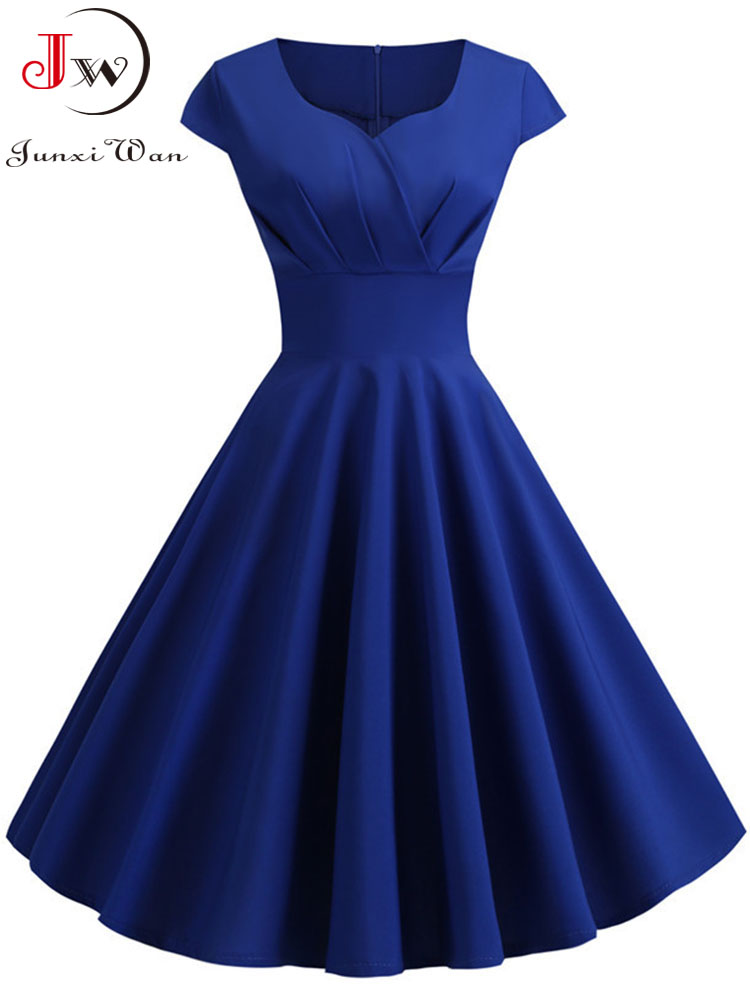 Zomerjurk Vrouwen Hepburn Vintage Rockabilly Pin Up Jurk Gewaad Femme Casual Retro Elegante Partij Midi Zonnejurk Jurken