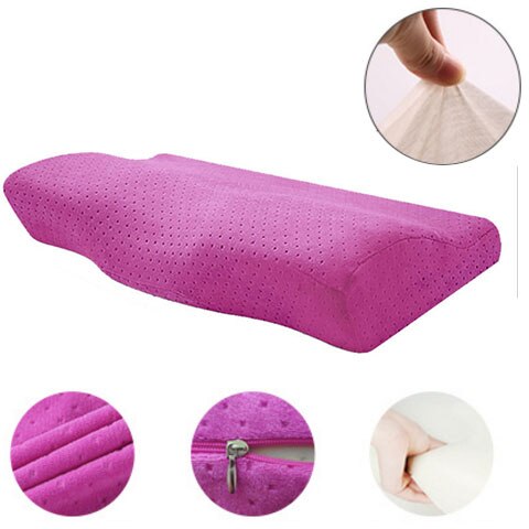 Memory Foam Bedding Pillow Neck protection Slow Rebound Memory Foam Butterfly Shaped Pillow Health Cervical Neck size in 50*30CM: Purple 