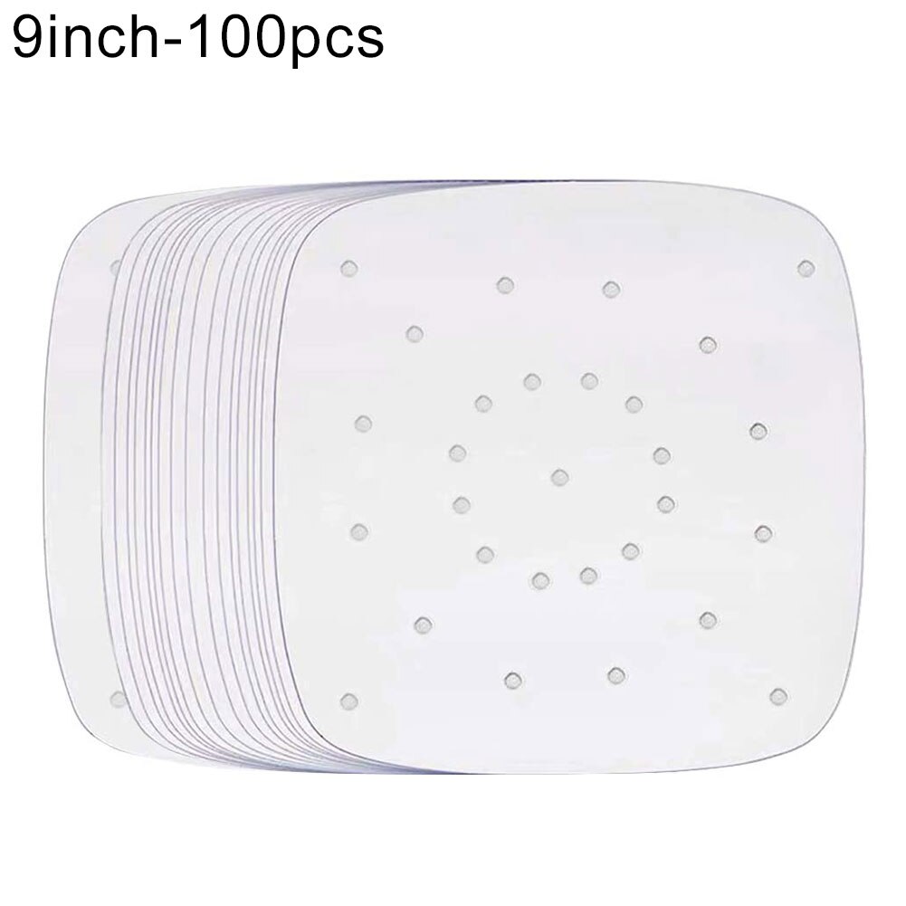Forros para freidora de aire de 100 hojas, papel de hornear perforado, hoja de pergamino, horno de vapor, sartenes, papel de vaporizar antiadherente, 6,5-9 pulgadas: 9 inch