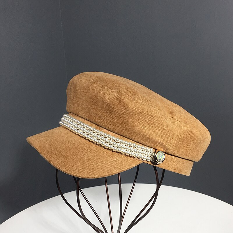 Dames marineblauwe pull-on hoed, dames vizierhoeden, zomerzonbeschermende hoed, dames met aanpasbare parelmoer franse hoed, meisjeshoed craisy: C