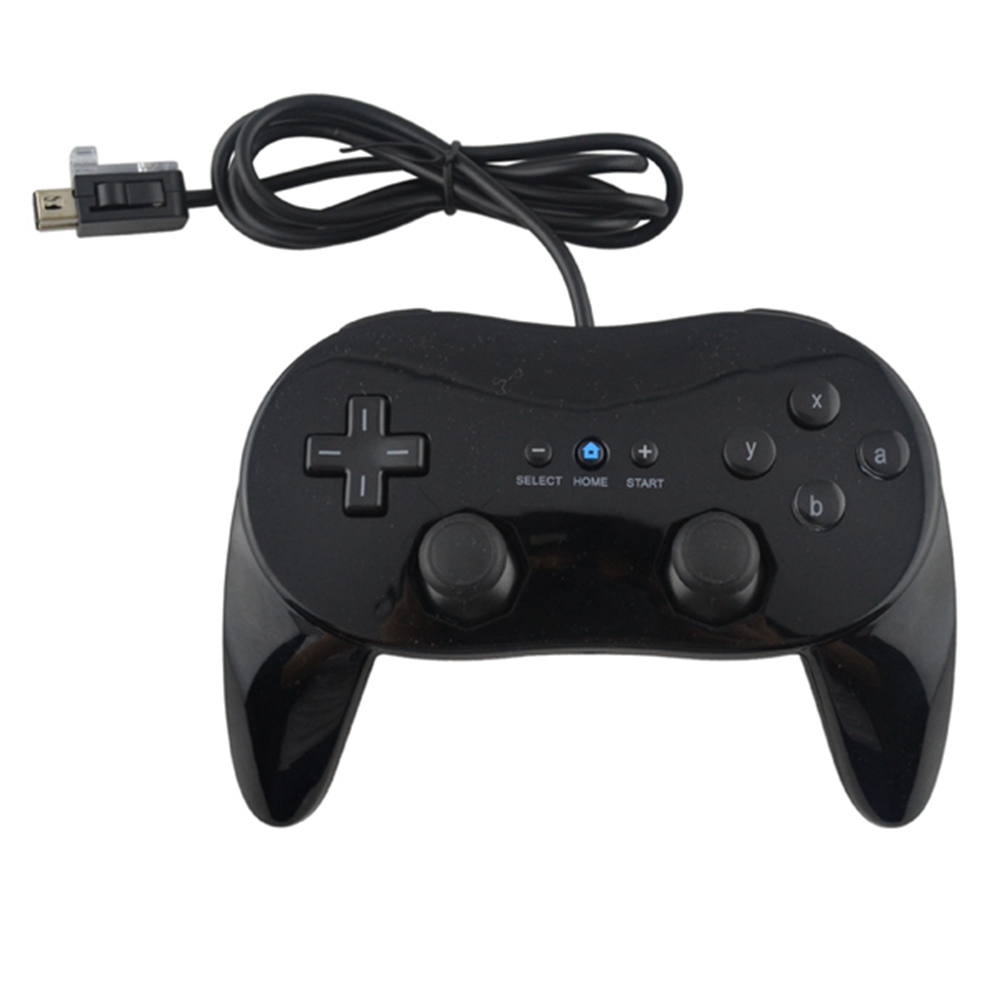 Classic 2 -wire game controller gaming remote pro gamepad for wii: Black