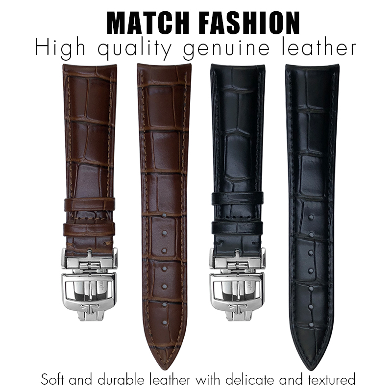 19mm 20mm 21mm 22mm Rindslederarmband mit gebogenem Ende für Jaeger LeCoultre Meister Kontrolle Weiches Echtleder-Uhrenarmband