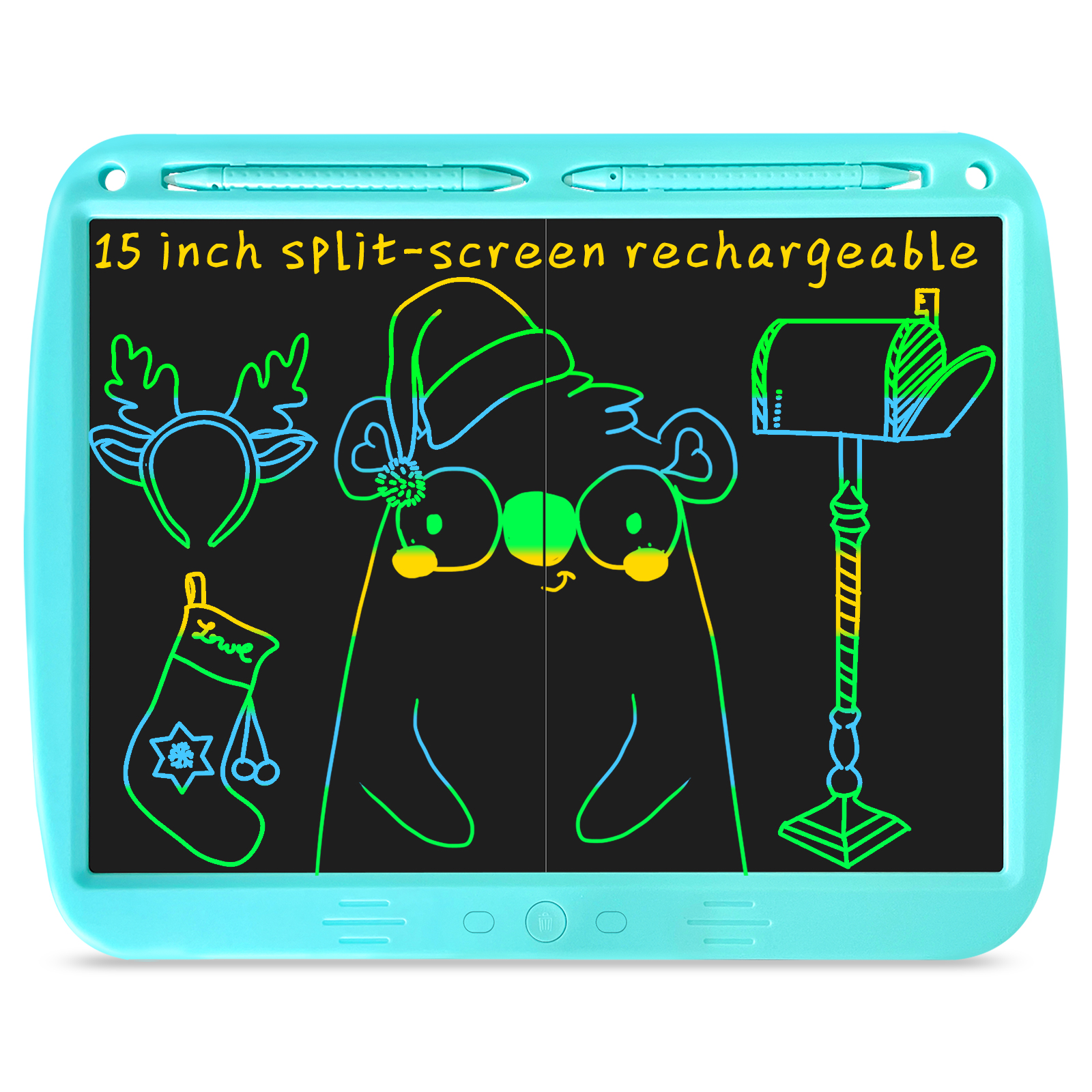 15 Inch Digital Drawing Tablet USB Rechargeable LCD Writing Tablet Reusable Electronic Graphics Board Children&#39;s Handwriting Pad: Colors Blue