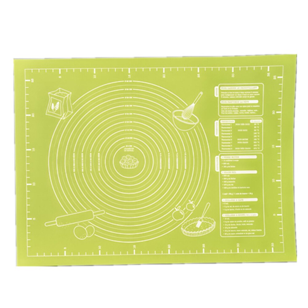 Large Silicone Mat Non-stick Kneading Dough Pastry Rolling Mat Baking Pads Kitchen Tools Pizza Cake Sheet Accessories: Green 40X50cm
