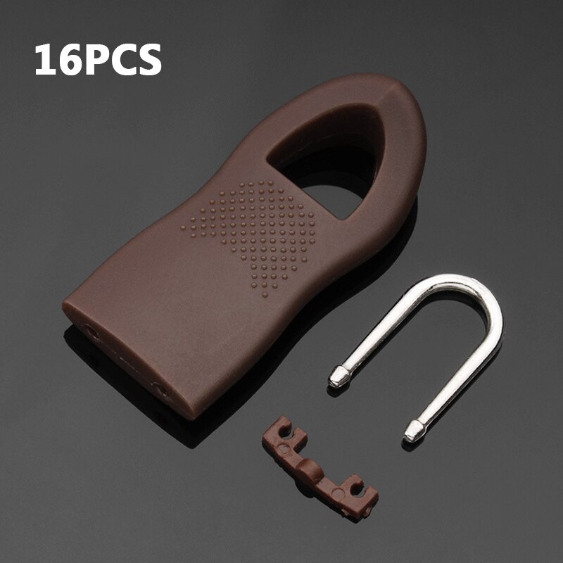 Universal 16pcs Detachable Zip Zipper Puller Set Zipper Repair Kit Replacement Zip Slider Teeth Rescue Zippers Sewing: Coffee B style 16pcs