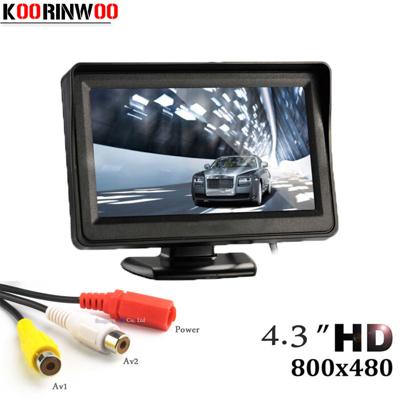 Koorinwoo Hd Mini 4.3 Inch Monitor Digitale Tft Lcd 800*480 In-Dash Parking Video Systeem Parking Assistance 2 Rca Screen Voor Auto