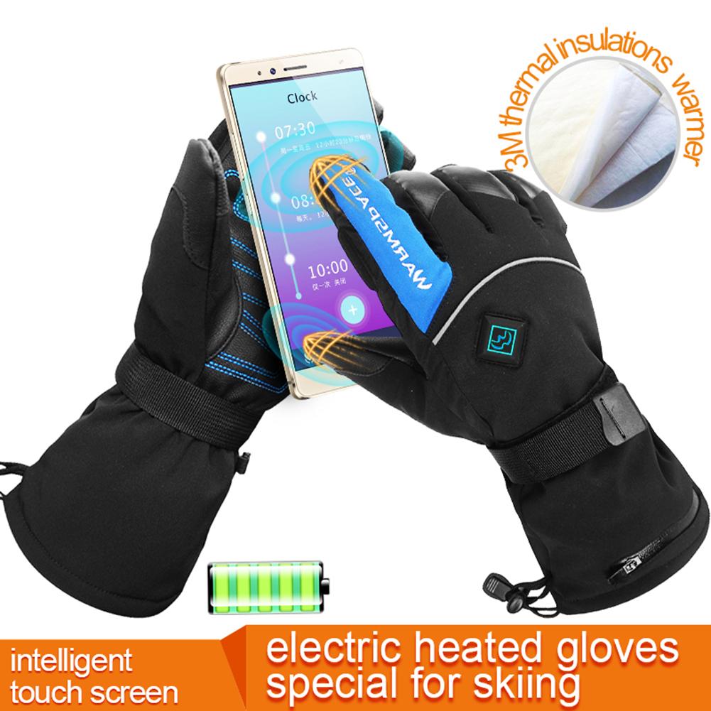 Unisex Heated Gloves Motorcycle Gloves Battery Powered Electric Heat Gloves Waterproof Winter Thermal Riding Skiing Gloves