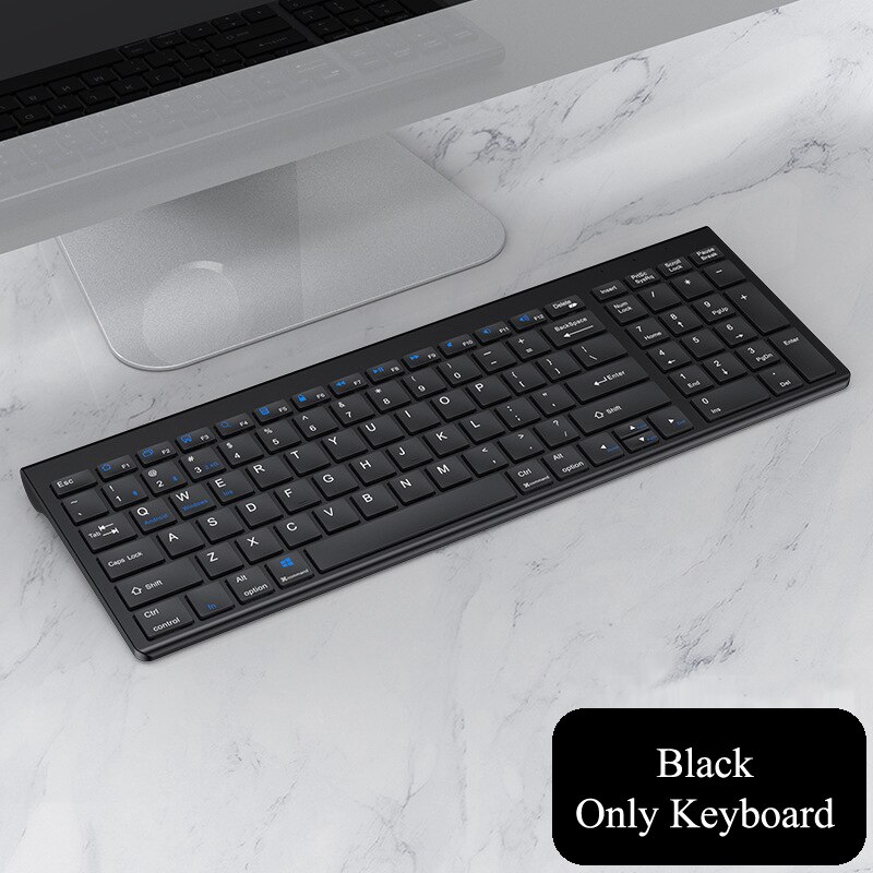 Wireless Bluetooth Keyboard Three-mode Silent Full-size Keyboard and Mouse Combo Set for Notebook Laptop Desktop PC Tablet: Only Black Keyboard