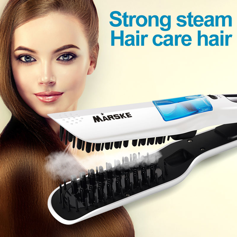 Steam Hair Straightening Brush Fast Electric Smooth Brush Ceramic Hair Straightener Comb Steam Flat Iron with LCD Display