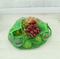 Netting handlepose gjenbrukbar streng frukt oppbevaring håndveske totes kvinner shopping mesh nett vevd veske butikk dagligvare tote bag: Grønn