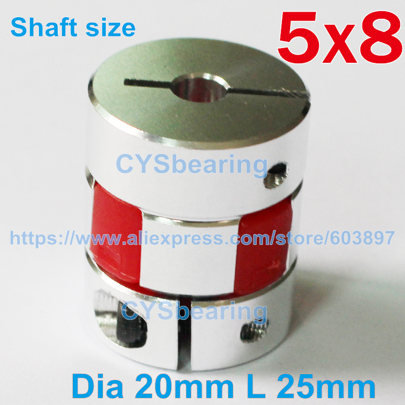 1PC 5MM to 8MM Flexible Jaw Spider Coupler Stepper Motor Shaft Coupling 5*8 MM Diameter 20MM Length 25 MM