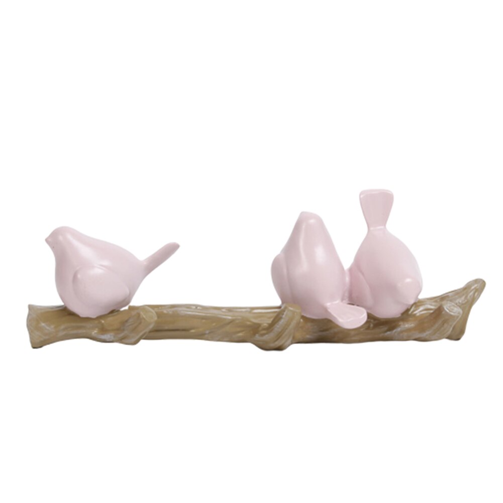Fågelformade väggkrokar heminredning förvaring harts trä spannmål förvaringsställ sovrumsdörr efter kappa hatthängare krok: Rosa 3 fåglar