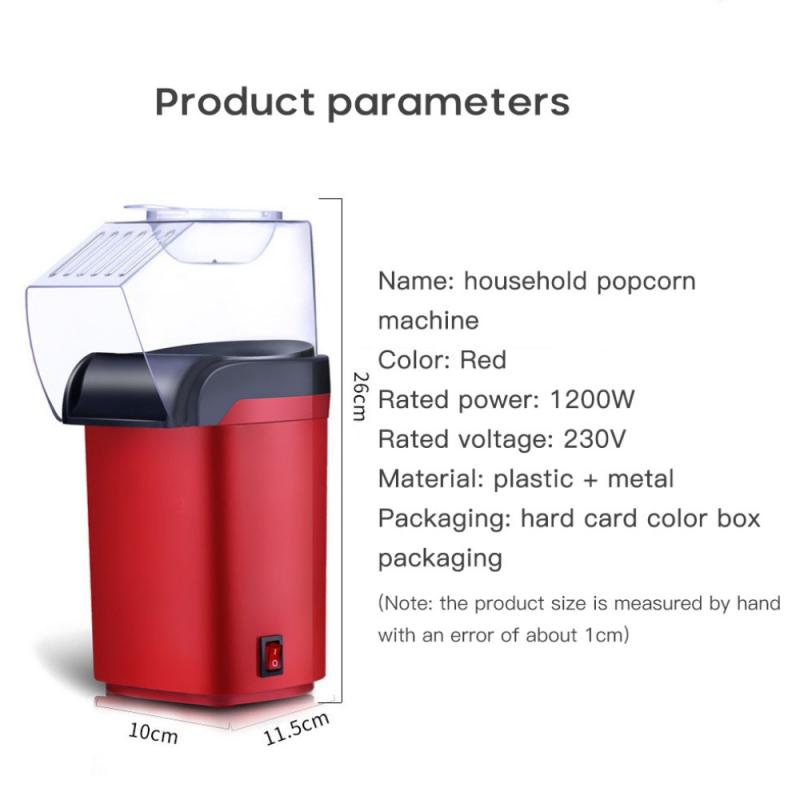 Electric Corn Popcorn Maker Household Automatic Mini Air Popcorn Making Machine DIY Corn Popper Children 110V 220V