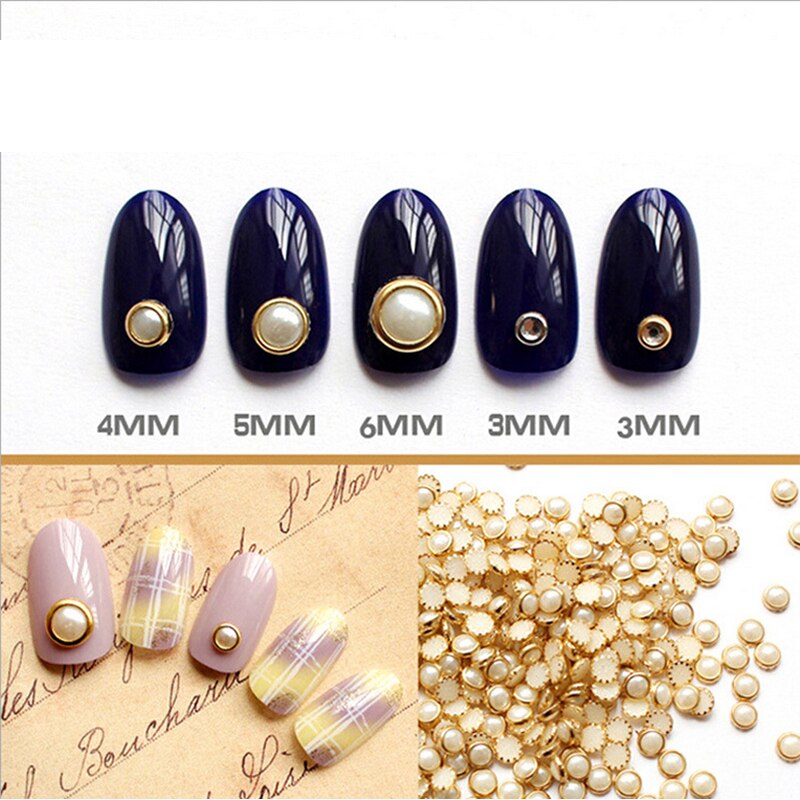 1 doos 3D Nail Rhinestones Kleurrijke Crystal Gemengde Grootte kleur Nail Studs Manicure Nail Art Decoraties Kleur pearl Nail stok boor