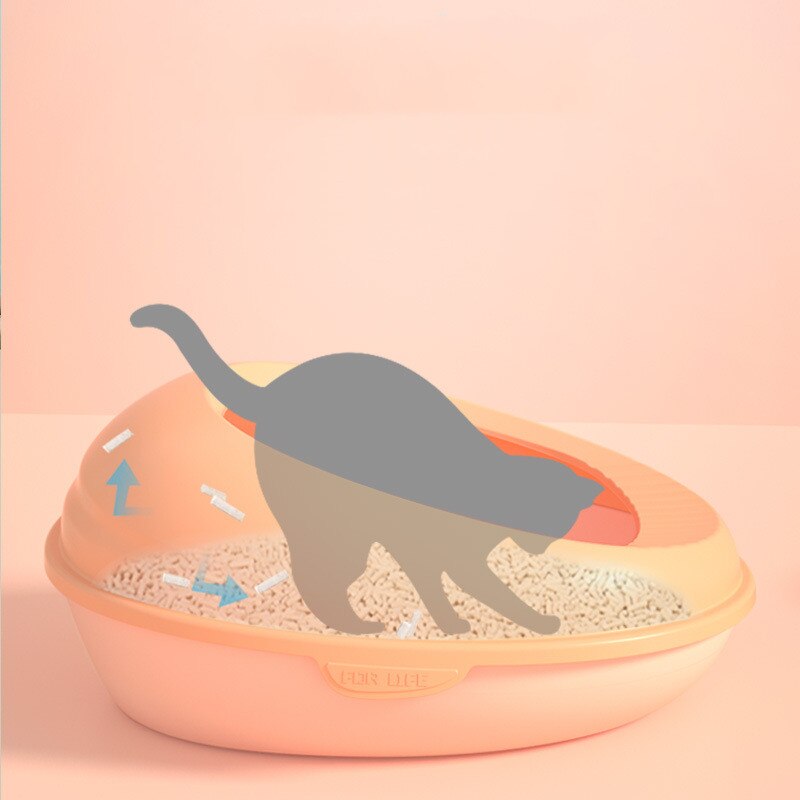 Grand bac à litière Semi-fermé pour chat, anti-projection, bassin en forme d&#39;oeuf amovible, toilette pour animaux de compagnie, fournitures pour chats