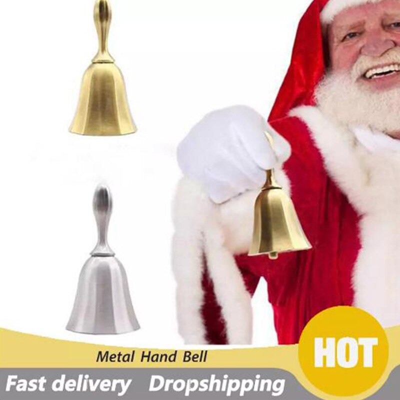 Retro Metal Tone Koper Christmas Hand Bell Thee Bell Craft Wedding Alarm School