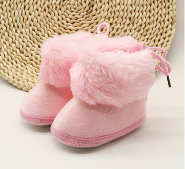 2020 infantil botas de neve do bebê anti-deslizamento sola de inverno quente cor sólida moda macia rendas até sapatos de berço de pele falsa