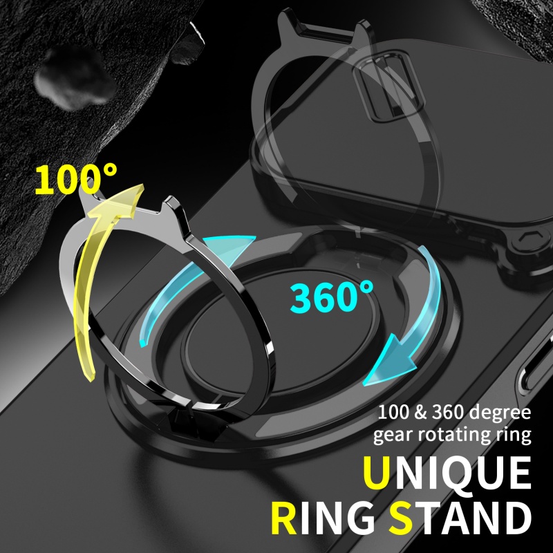 luxe360 ° Ring Standhouder Magneet Telefoonhoesje voor iPhone 17 Air 17 Pro Max Schokbestendige Slide Camera Protecto Cover