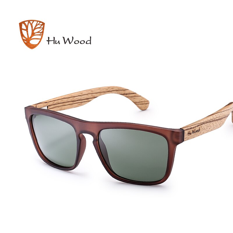 HU WOOD Sunglasses for Men Zebra Wood Polarized Sun glasses Rectangle Lenses Driving UV400 Protection Eyewear Wooden GR8002: green