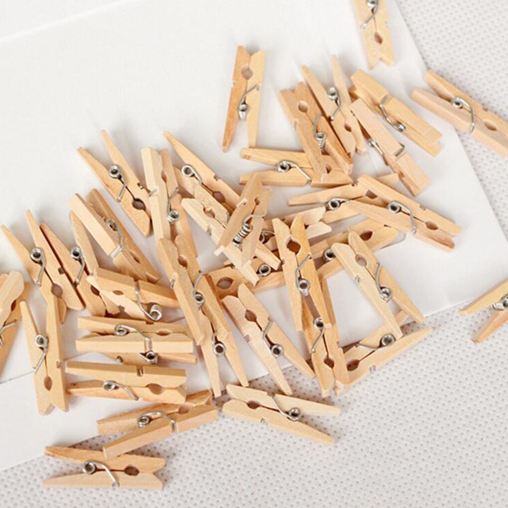 Clips de madera para álbum de fotos, Mini pinza para ropa, para colgar en la pared, 50/100/200 unidades