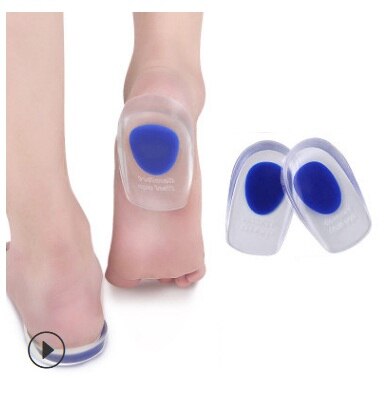 1 par bløde silikone gel indlægssåler til hælsporer smerte fodpude fod massager pleje halv hæl indersål pad øget højde