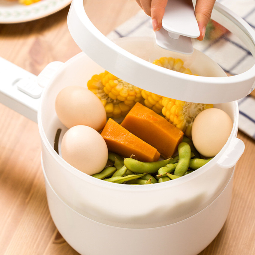 1.5L Non-stick Electric Pan MultiCookers With Steamer Mini Rice Cooker Portable Soup Maker Kitchen Cooker Tools