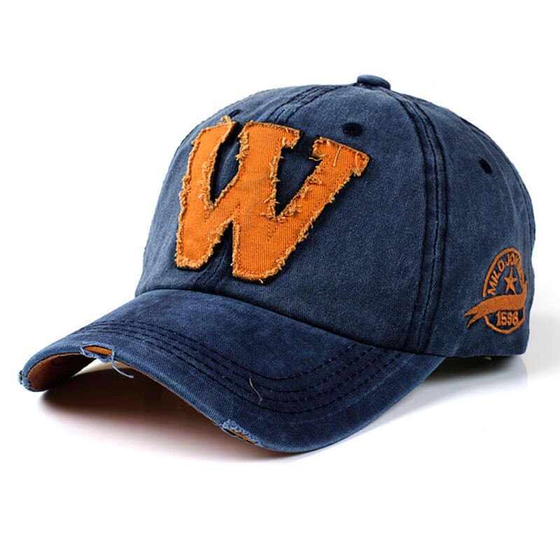 Kausale hatte hatte mænd unisex hat sommer kvinder bogstav w hockey baseball cap hip hop hatte til kvinder  #yl5: Blå