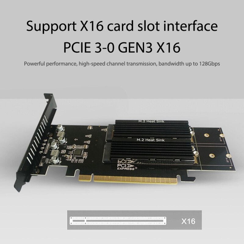 PCIe to M2 Adapter Card PCIe X16 4 Port M2 NVME M Key SSD Converter M.2 PCI Express X16 Adapter RAID Expansion Card