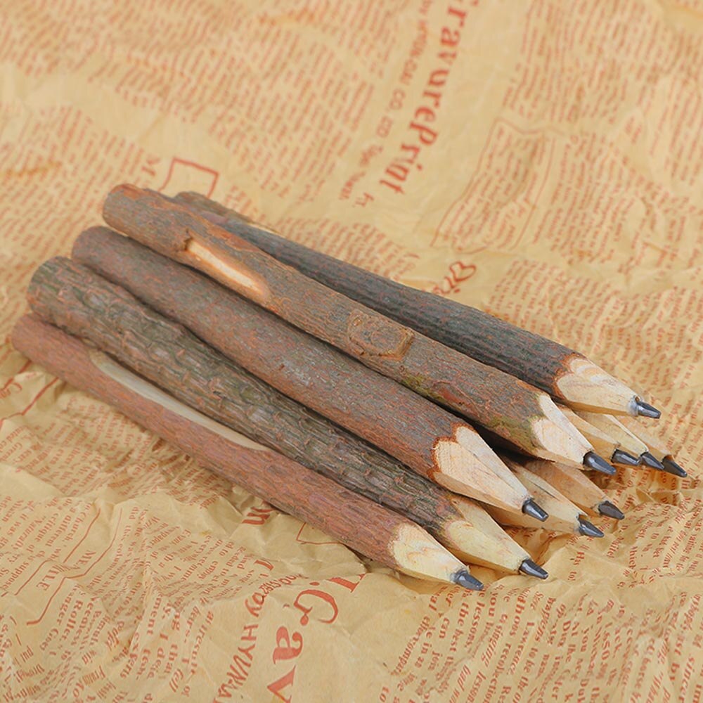 5Pcs/Pack Wooden Pencil Graphite Branch and Twig Crafts Writing Tool Drawing Painting Pen School Stationery Office Supplies