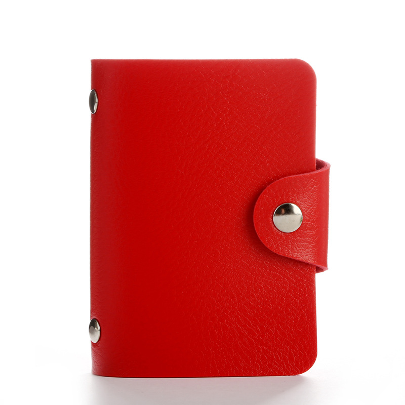 Uniego Women Men ID Card Holder Pu Leather Hasp Credit Card Holder Business Passport Card Wallet porte carte HB236c: Red