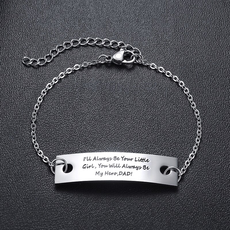 Ik Zal Altijd Uw Meisje. Je Zal Altijd Mijn Hero Armband In Roestvrij Staal Gegraveerd Armband Voor