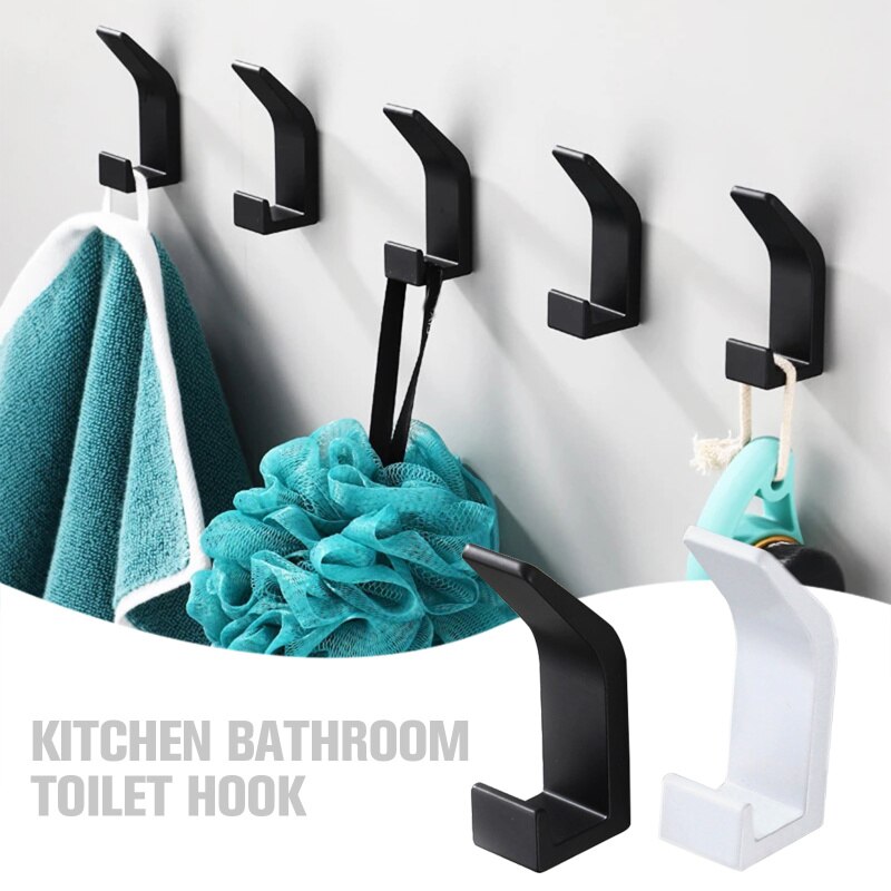 Crochet Double pour serviette, noir et blanc, pour vêtements de salle de bain, chambre à coucher, crochet pour manteau, accessoires de cuisine pour salon