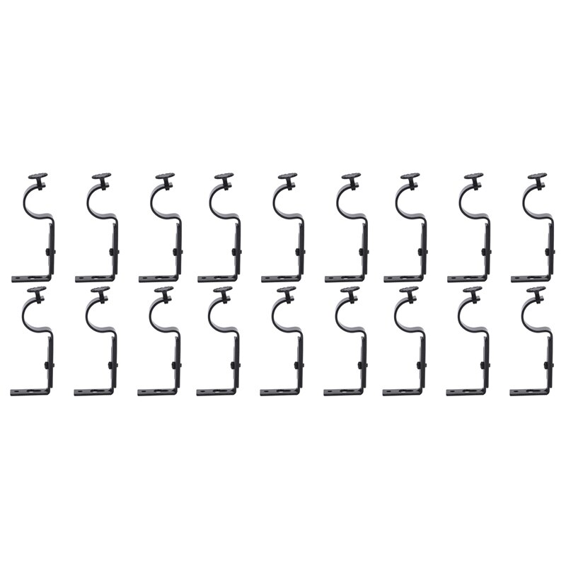JFBL – supports de tringle à rideau réglables de couleur noire, 18 pièces, en acier de supérieure pour les murs: Default Title