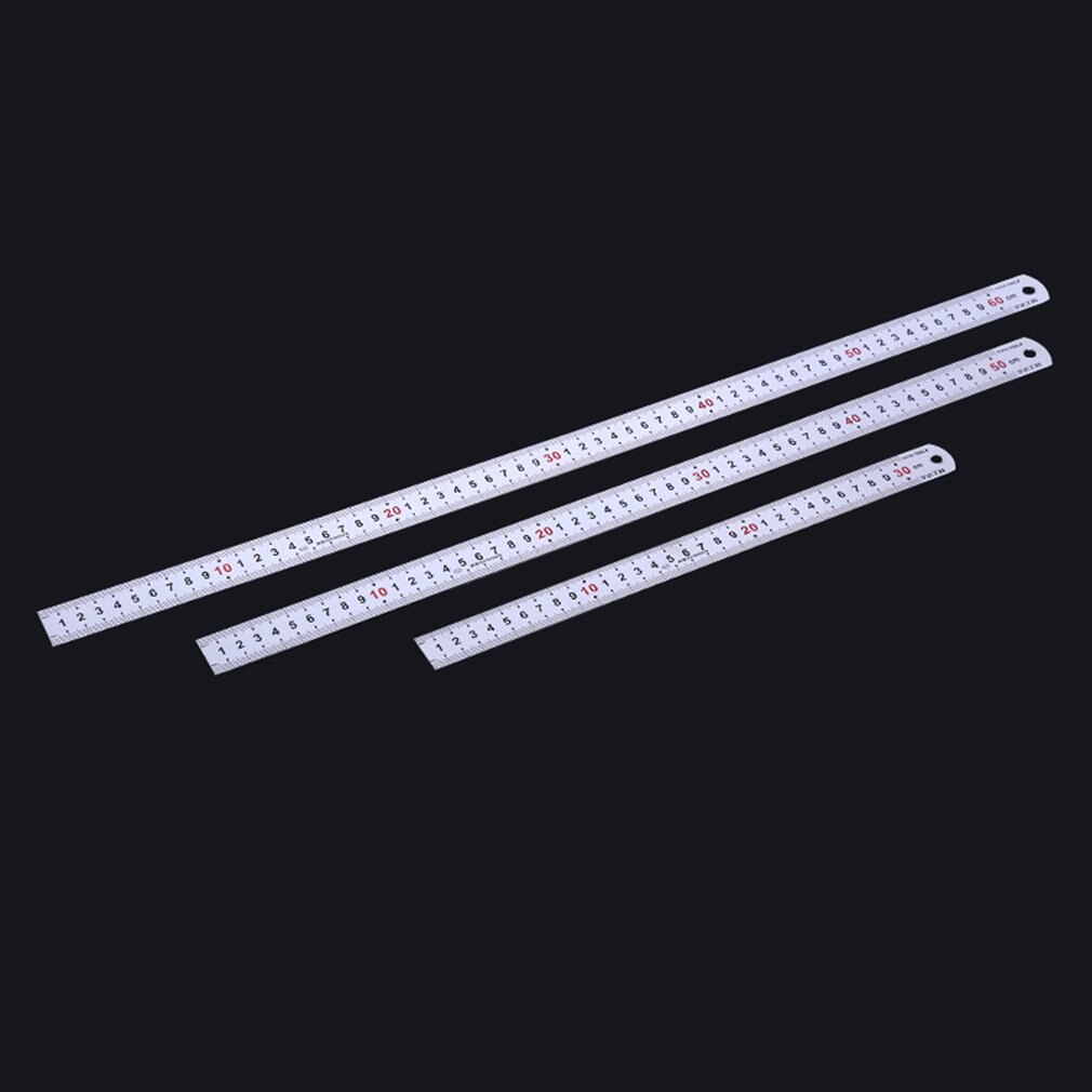 30cm,50cm,60cm Double Side Ruler Stainless Steel Metric Metal Ruler Pocket Pouch Ruler Measurement Tool